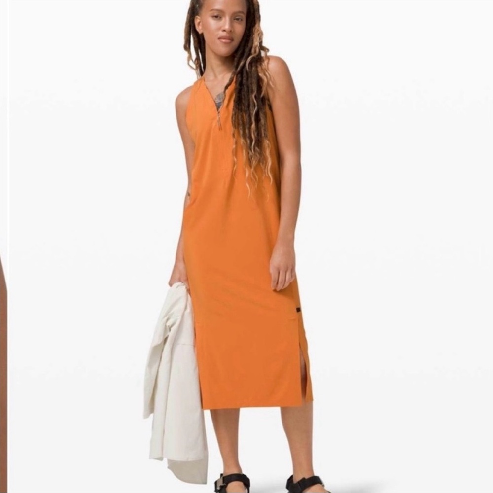 Lululemon Lab Sarala Dress In True Tangerine Size Large Sleeveless